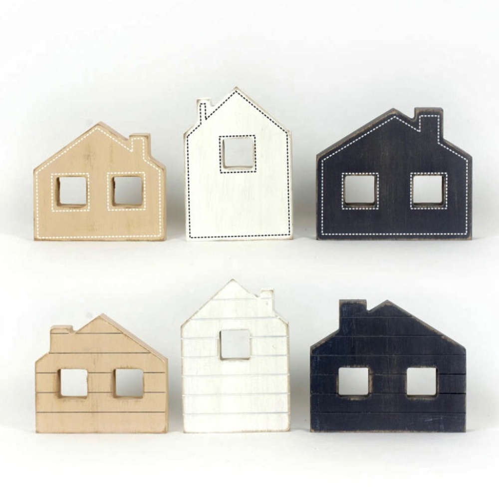 3 Solid Wood Decorative Houses